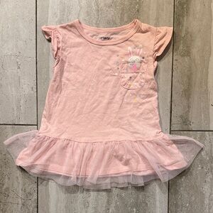 Carter's Light Pink Bunny Pocket Tulle-Hem Short Sleeve Top
